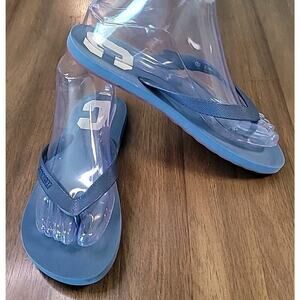 Coach Zak Flip Flops Varsity Logo Denim Blue Sandals Women 7